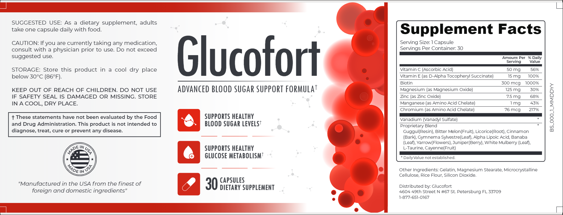 GlucoFort Product Label